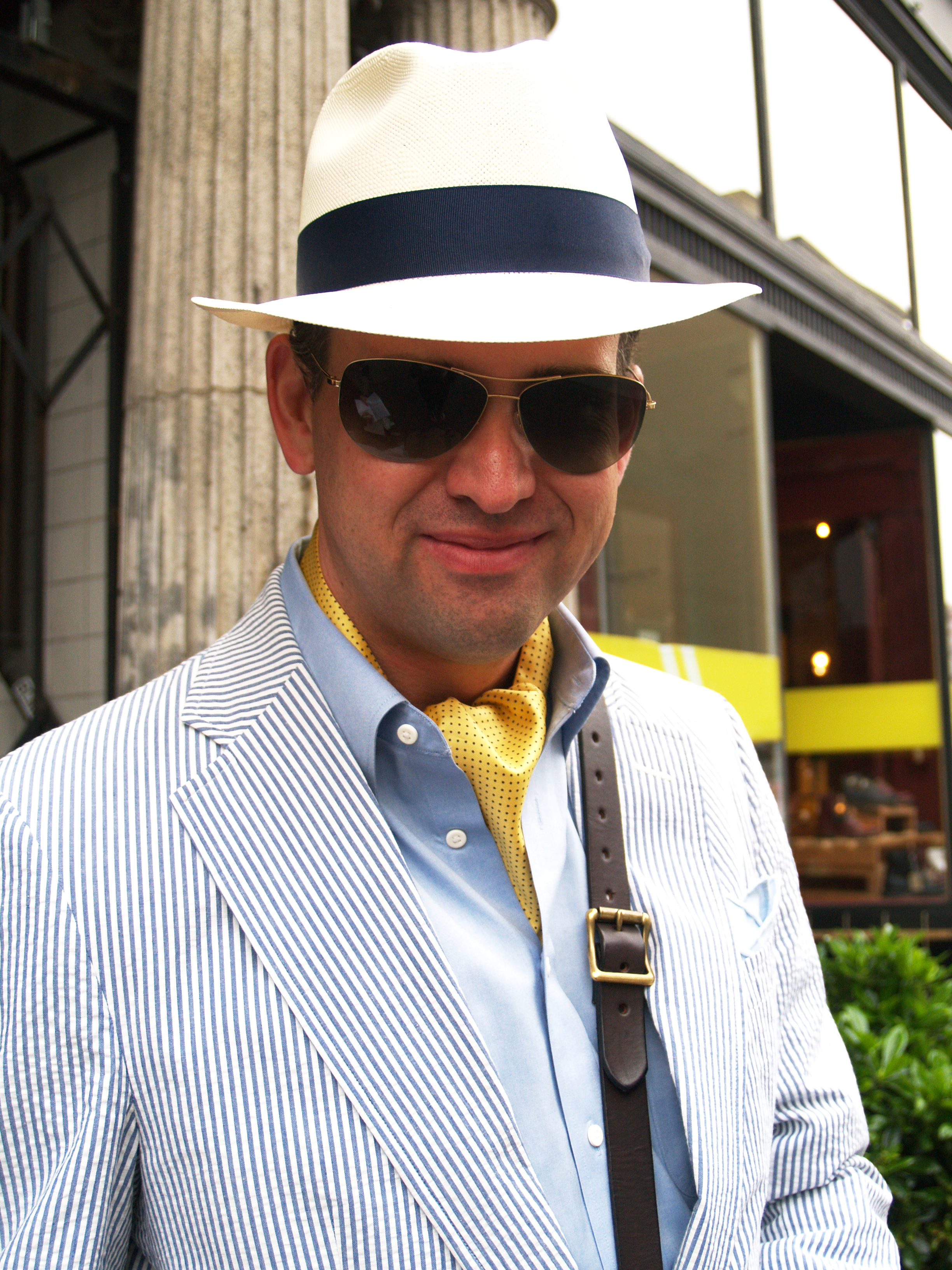 Seattle Men's Fashion: Searsucker Suit and Summer Hat