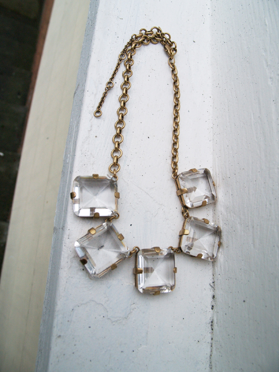 Clear Gem Costume Jewelery Necklace