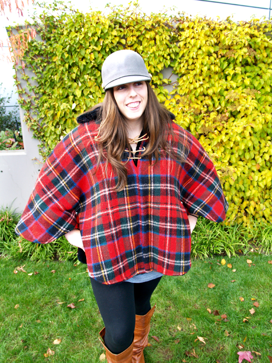 womens plaid reversible cape