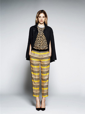 womens striped pants with leopard print top