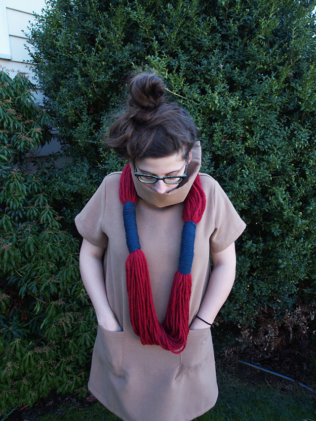 women's color block yarn infinity scarf from Meg in Brooklyn