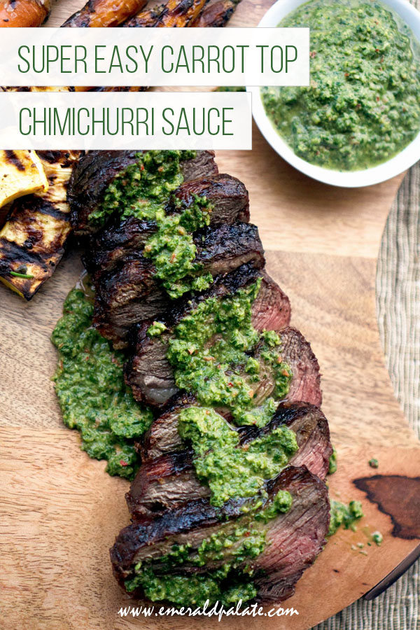 super easy carrot top chimichurri sauce