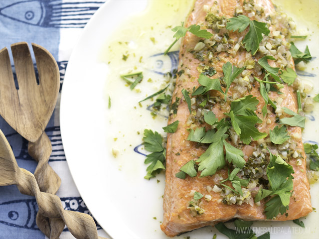 salmon cooked from one of the best seafood markets in Seattle