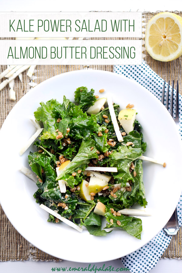 kale power salad with almond butter dressing