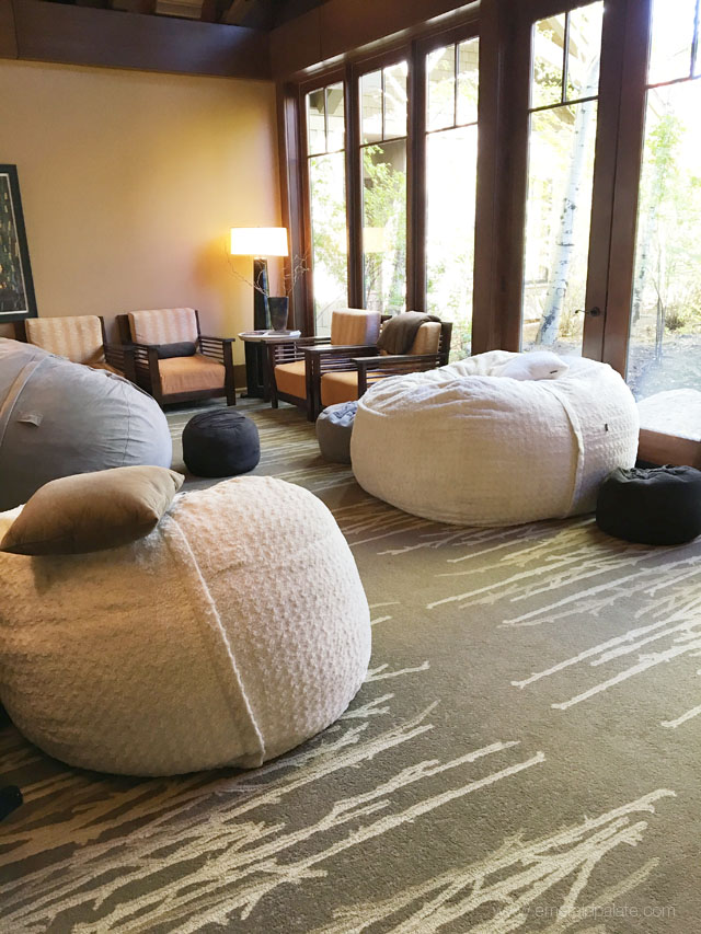 The spa at Suncadia Resort in Washington offers cushy bean bags for relaxing before your treatment. It's one of the best Cle Elum hotel spas!
