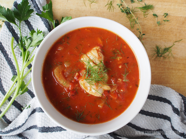 This Italian Fish Soup is called my "poor man cioppino". It only has cod in it, but you can add any other seafood you want to make it luxurious.