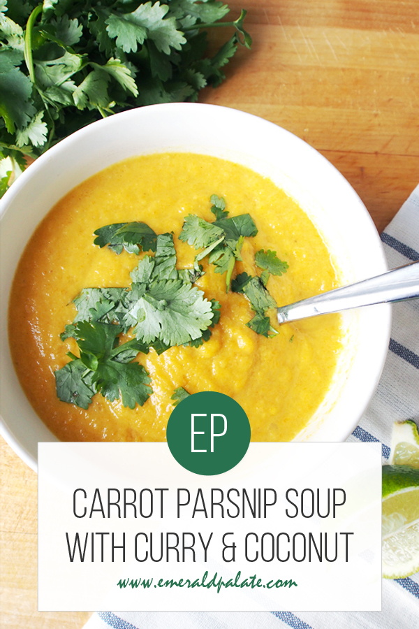 carrot parsnip soup with curry and coconut
