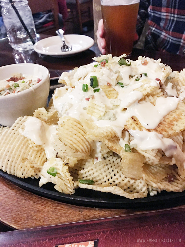 Blue Chips from Noahs Canteen in Silver Mountain Resort in Idaho. It's the best thing we ate during out trip. It's like fancy nachos with potato chips instead of tortilla chips, bacon, and a blue cheese-Parmesan sauce.