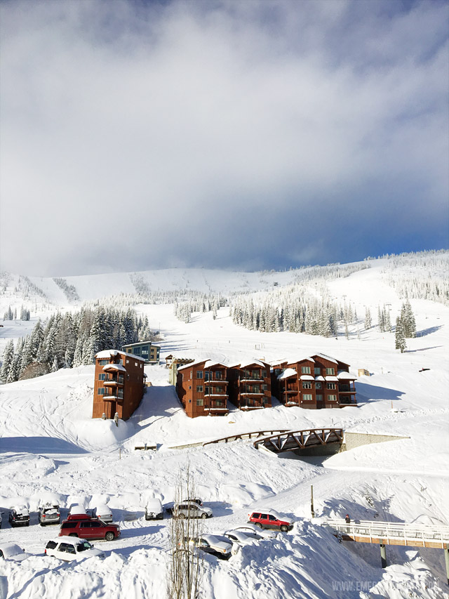 The view from our room at Schweitzer Mountain Resort, a ski destination in Idaho.