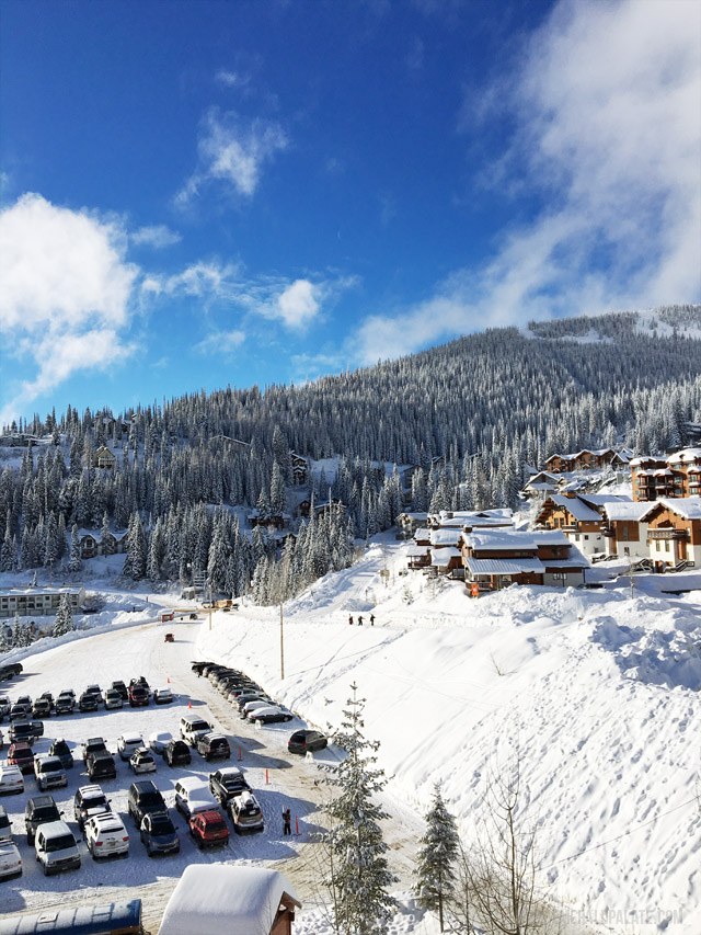 View of the Schweitzer Mountain Resort in Idaho. This is the view from condos in the resort center, overlooking this popular ski resort.