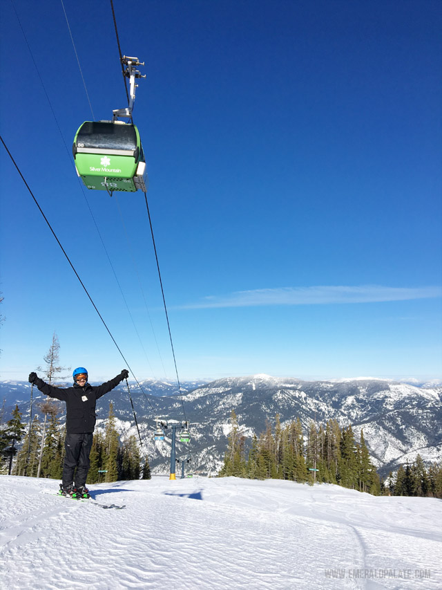 Picture of skier at Silver Mountain Resort in Idaho.