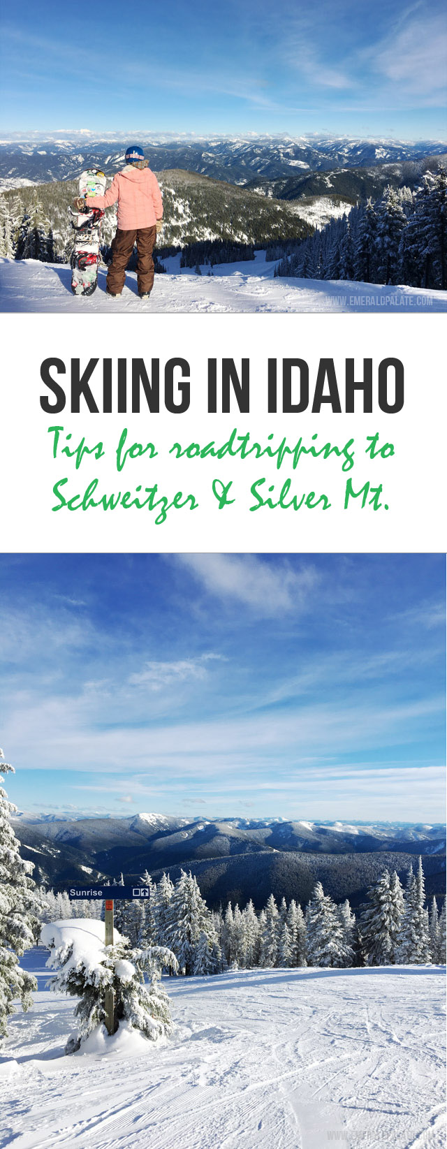 Tips for driving from Seattle to Idaho and making the most of your time skiing at Schweitzer Mountain and Silver Mountain in Idaho. Includes recommendations of what to eat, drink, and do while in northern Idaho during the winter.