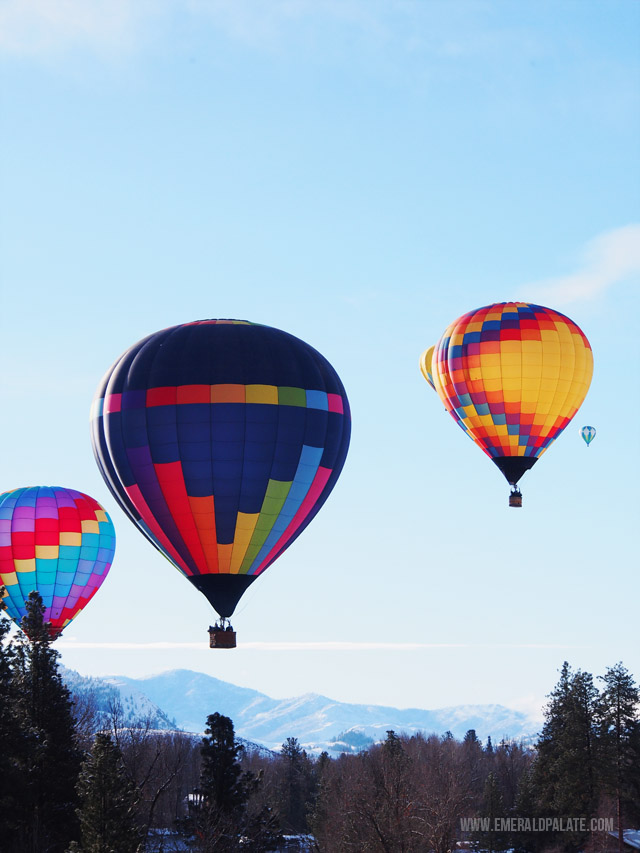 Hot air balloons at the Winthrop hot air balloon festival in the Methow Valley of Washington.