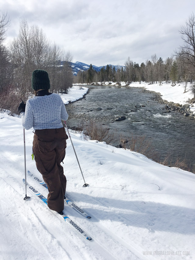 A beginners cross country skiing trail option in Winthrop, WA near the Methow Valley.