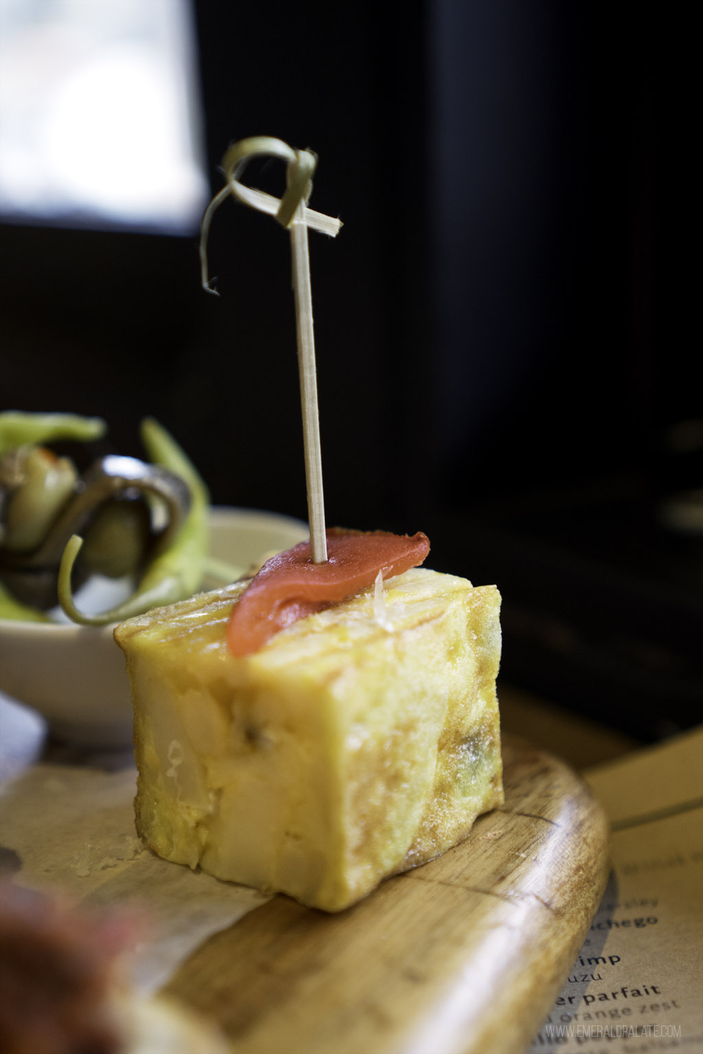 tortilla de patata skewer from one of Whistler Village's best restaurants