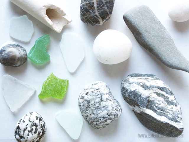 A collection of sea glass and stones