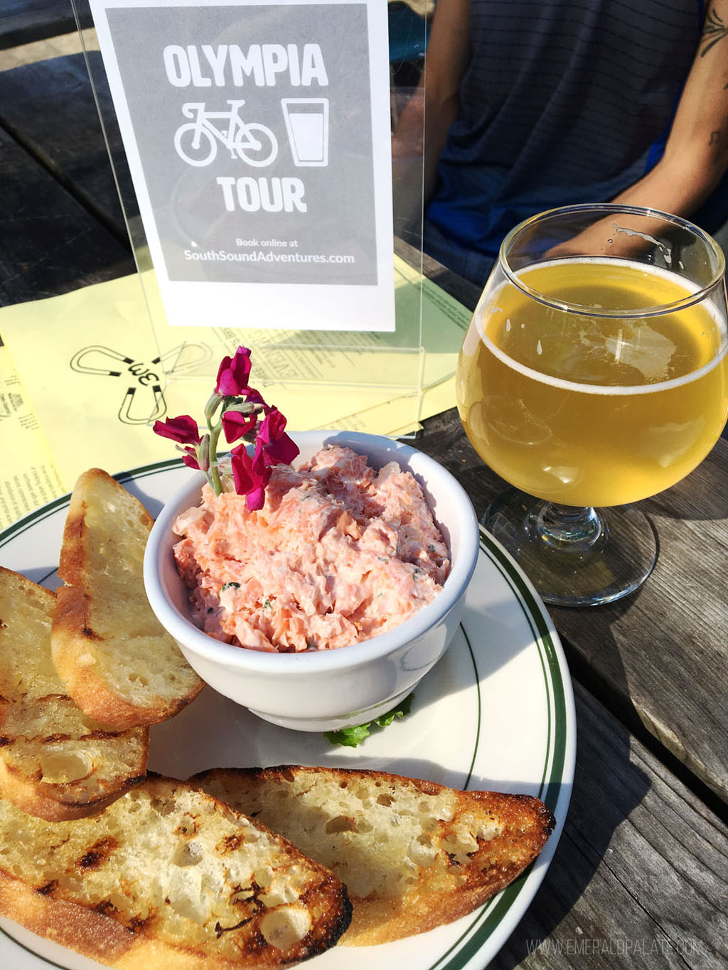 salmon dip and beer on a bike tour in Olympia WA