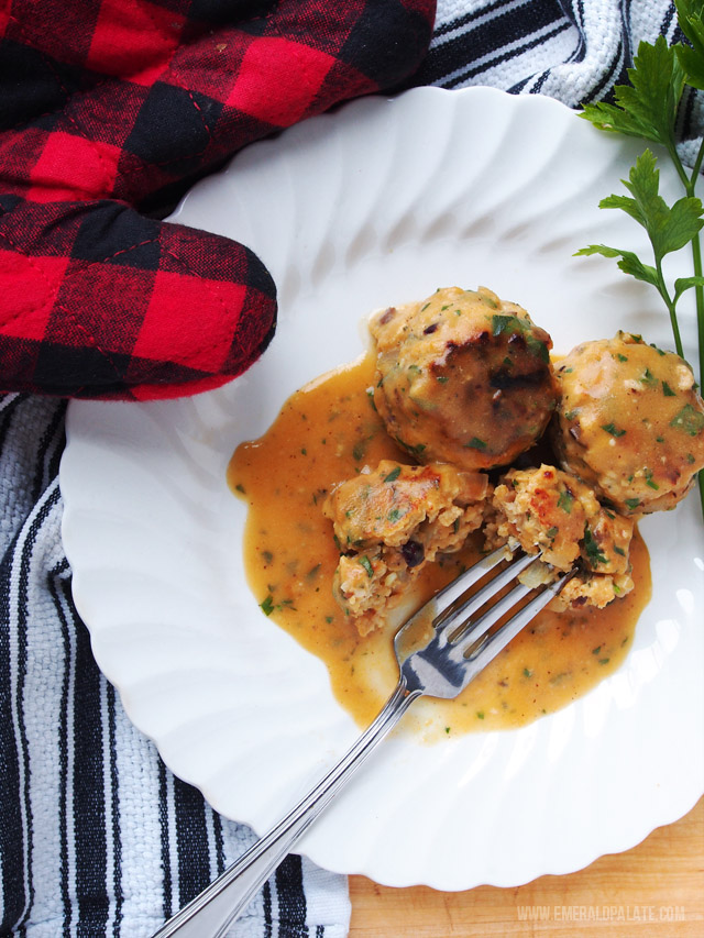 Pumpkin Meatball Recipe With Cranberries, Sage, & Pumpkin Gravy