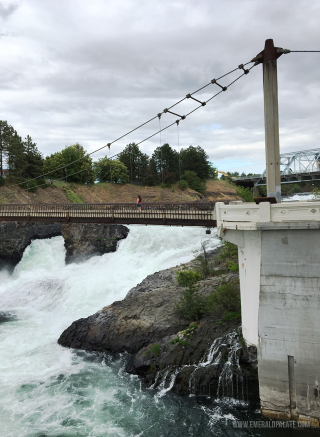 The bridge going over Spokane Falls in Spokane, WA makes for beautiful Instagram photos.