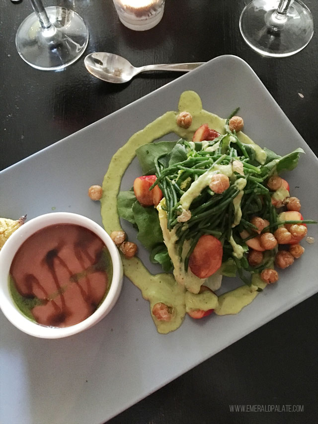 Harvest Beat is a multi-course vegan tasting menu in Seattle. It is on a list of the best vegan and vegetarian restaurants in Seattle. They have a ton of vegan-friendly dishes for the veg lovers in your life!