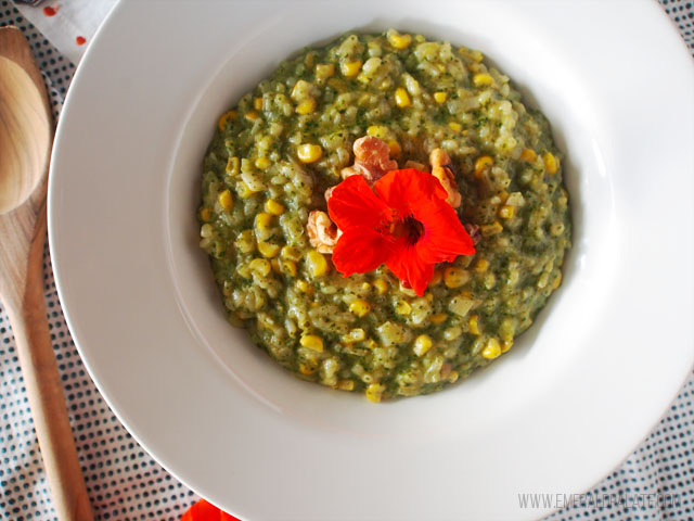 Homemade corn stock makes this easy oven risotto recipe super flavorful. Plus it is really easy thanks for making risotto in the oven instead of the stove!