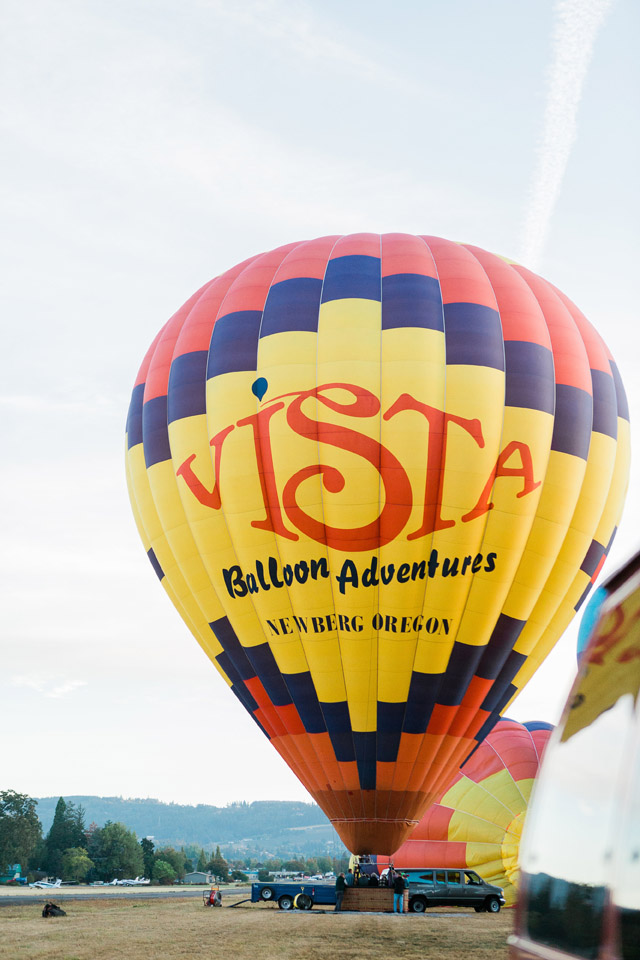 View of an inflated hot air balloon