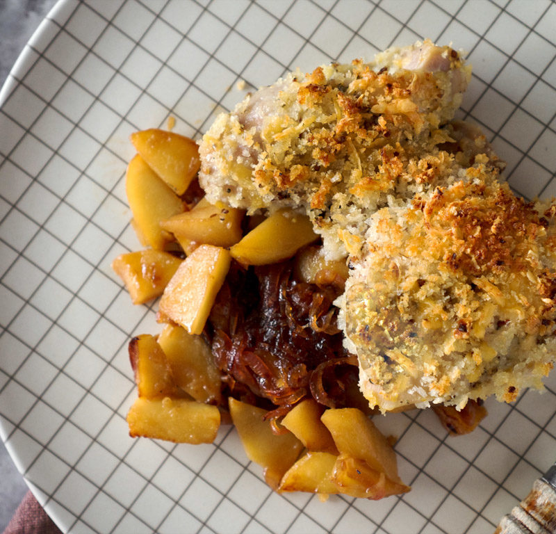 baked apple chicken recipe with cheddar crust