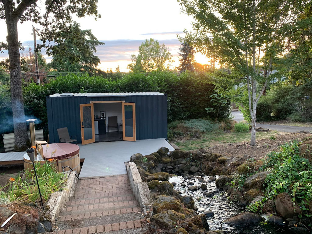 tiny container home glamping in Oregon