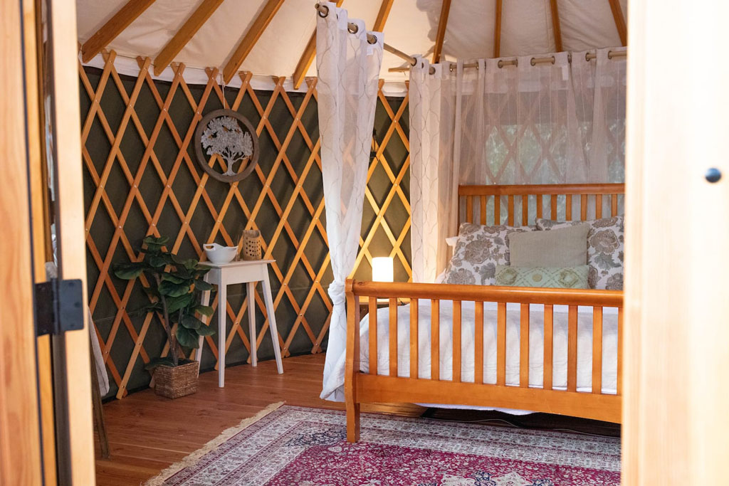 inside a yurt, glamping Oregon Wine Country