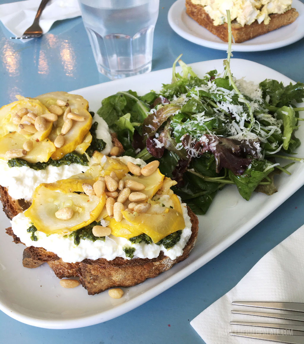 ricotta toast with squash from a Seattle healthy restaurant