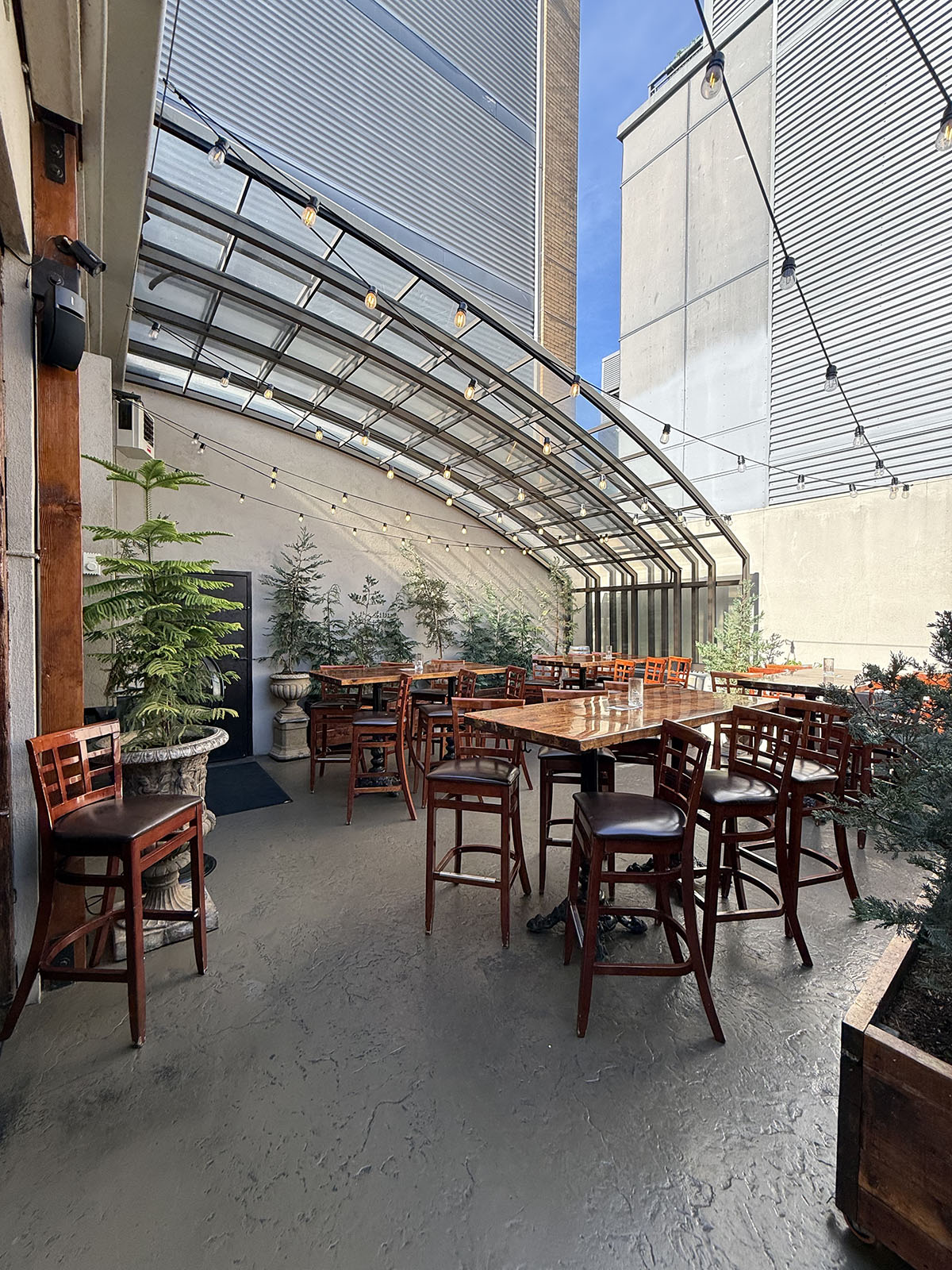 private dining in an atrium courtyard in Seattle