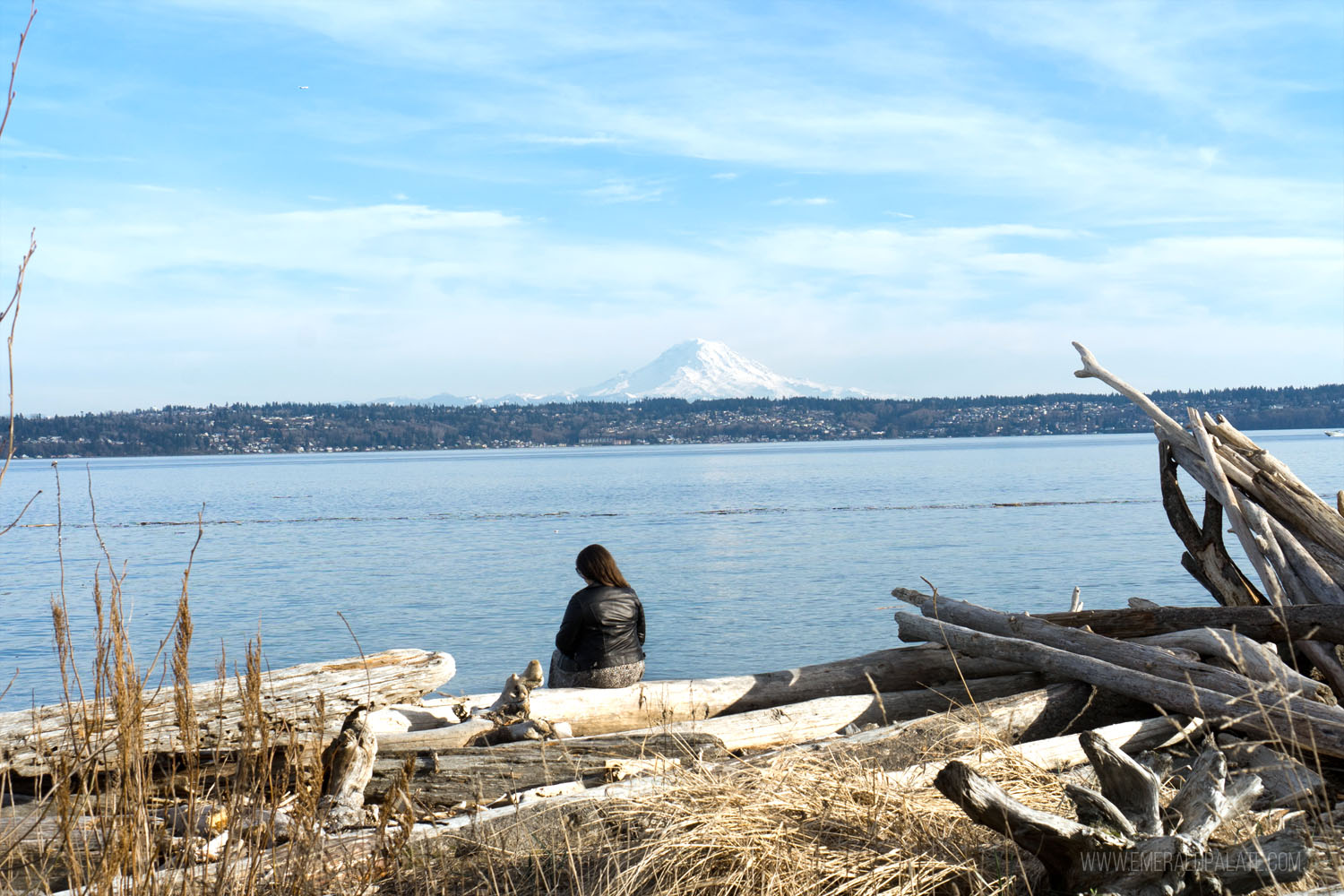 woman on beach at Point Robinson State Park, one of the best things to do on Vashon Island