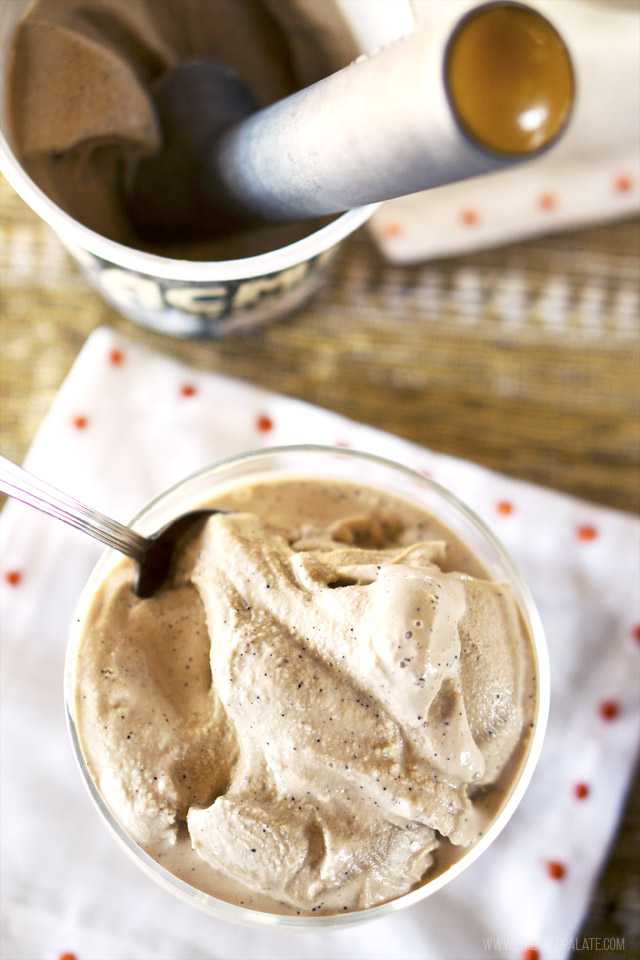 Acme espresso flavor ice cream. It is creamy, flecked with real espresso beans, and deeply flavored. It is some of the best store bought ice cream you can find!