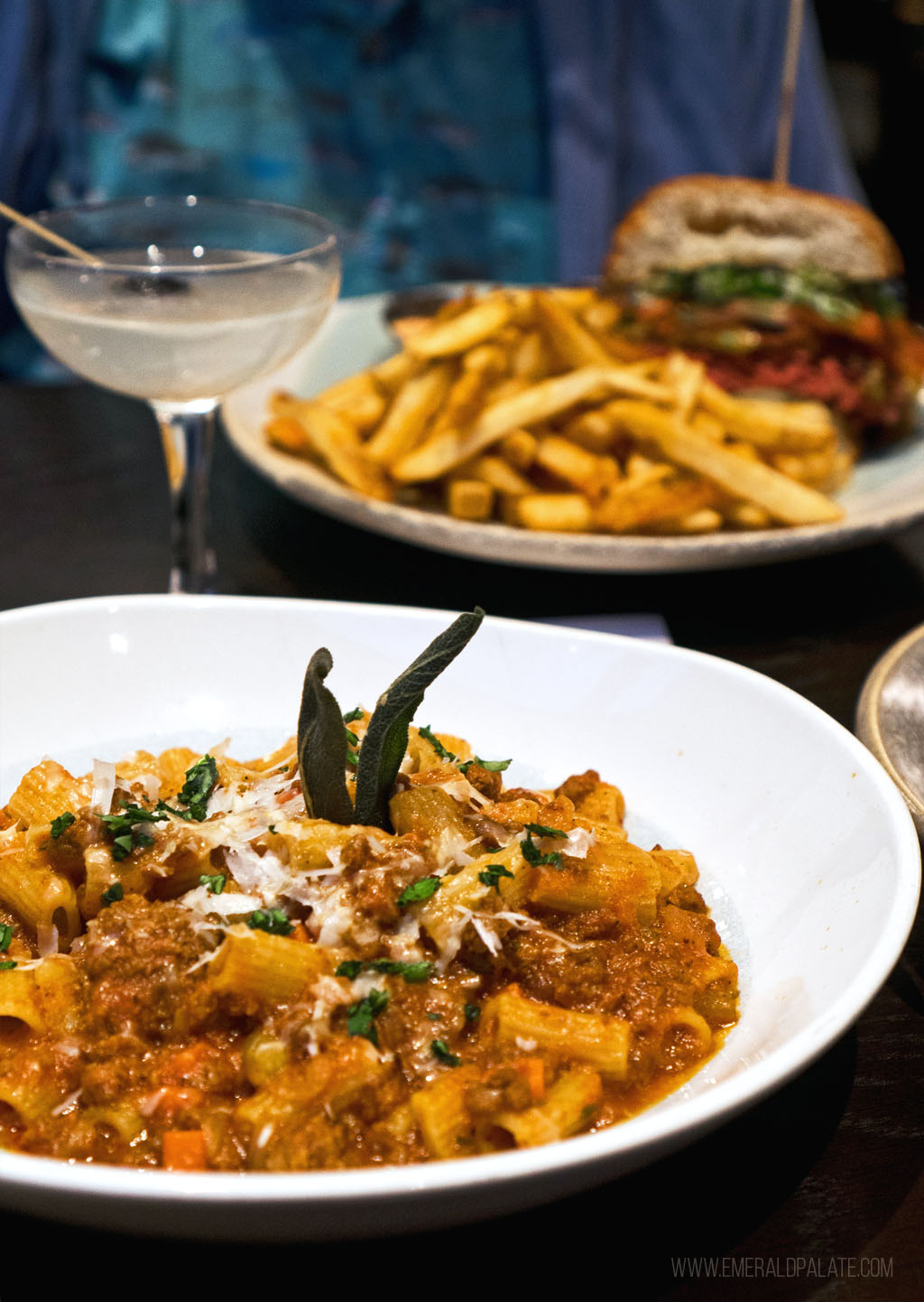 dish of beef bolognese pasta with sage at one of the best pasta restaurants in Seattle