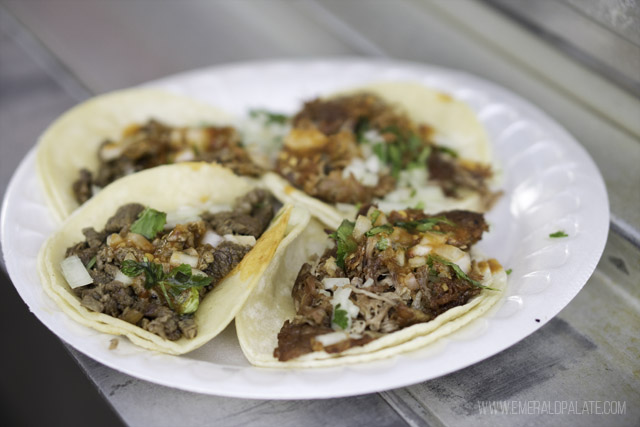 Tacos from food truck Fondita La Taqueria in Tacoma Washington, one of the best restaurants in Tacoma
