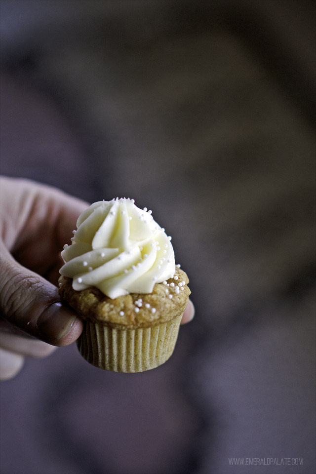 Mini carrot cake cupcake from Hello Cupcake in Tacoma Washington, one of the best restaurants in Tacoma