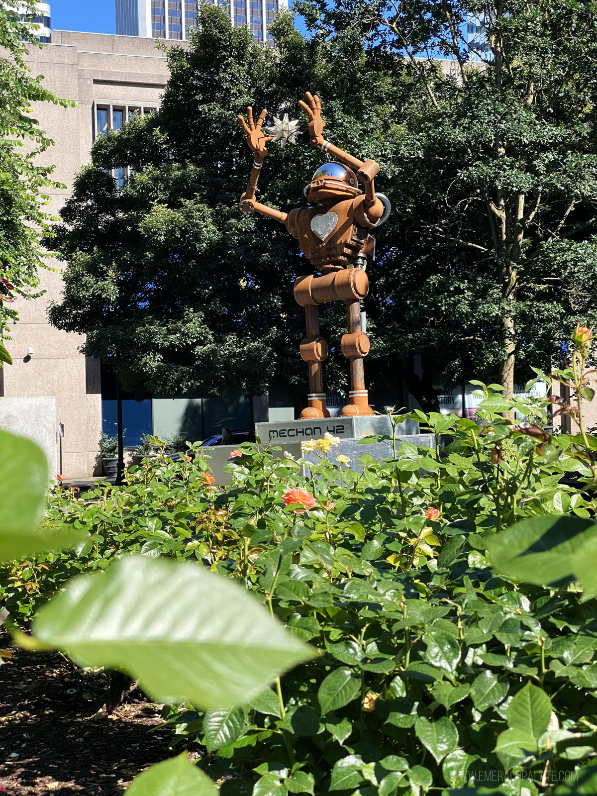 Robot sculpture in downtown PDX