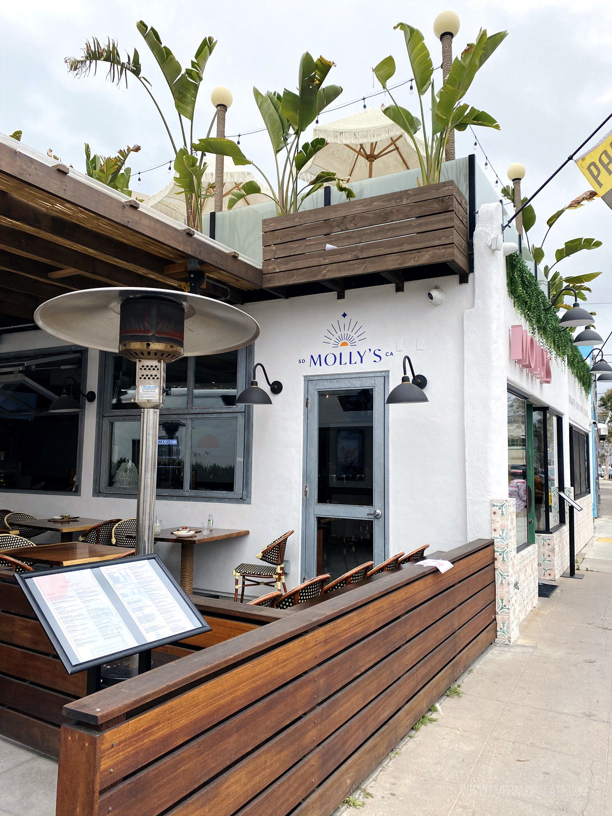 exterior of Molly's restaurant, a must try on your  3 day San Diego itinerary