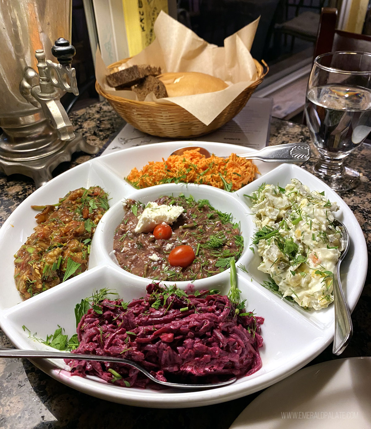 plate of Russian dips from a must try restaurant on your 3 day San Diego itinerary