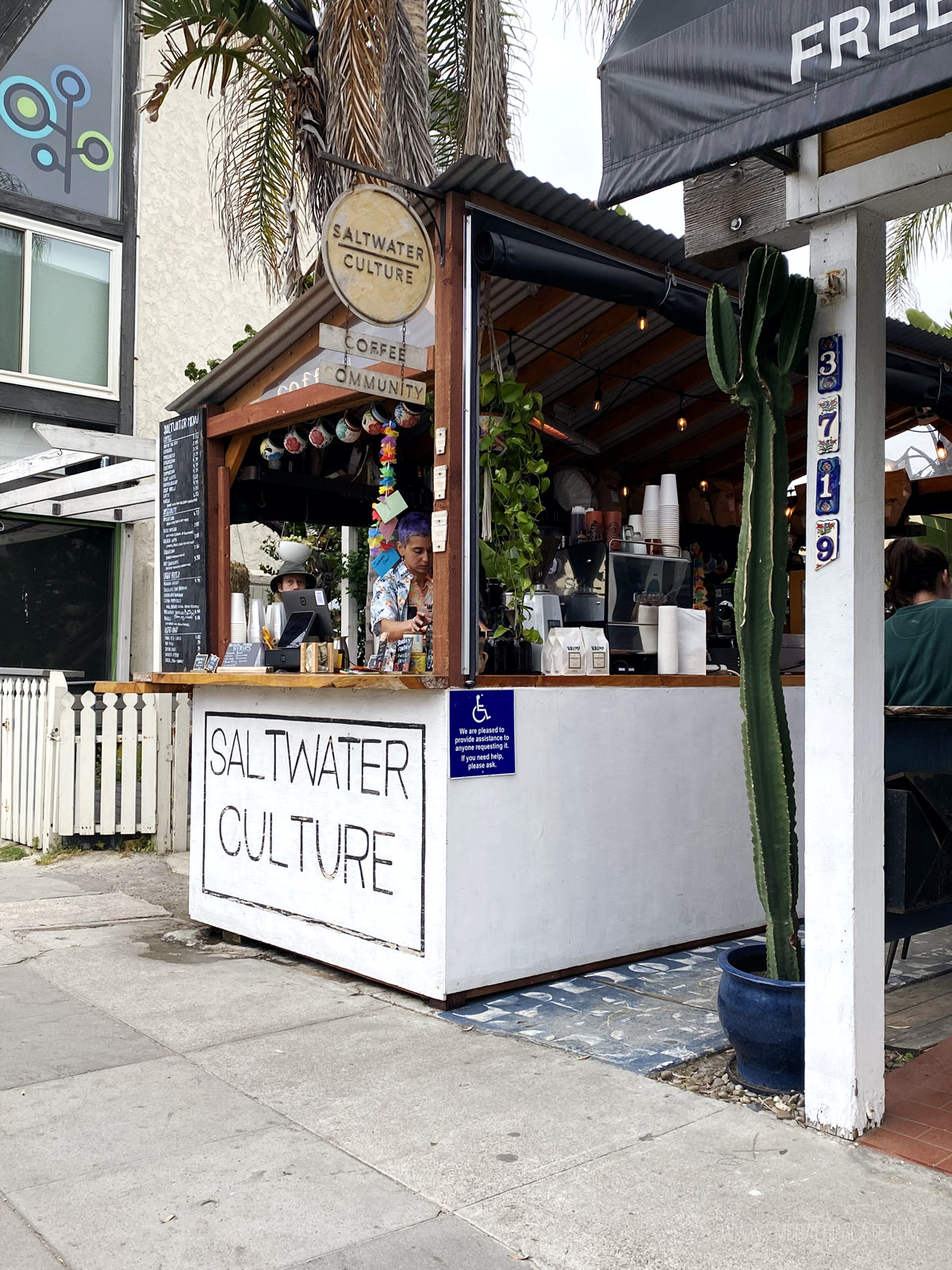 cute coffee stand on Mission Beach in San Diego