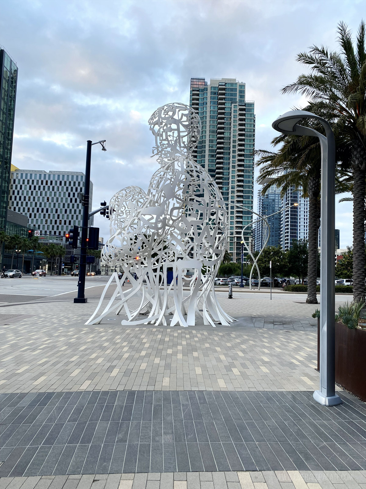 sculpture of a person sitting in downtown San Diego