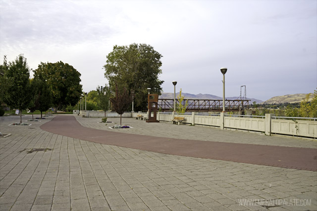 View of the Apple Capital Loop Trail, a paved Wenatchee hike along the Columbia River in Washington