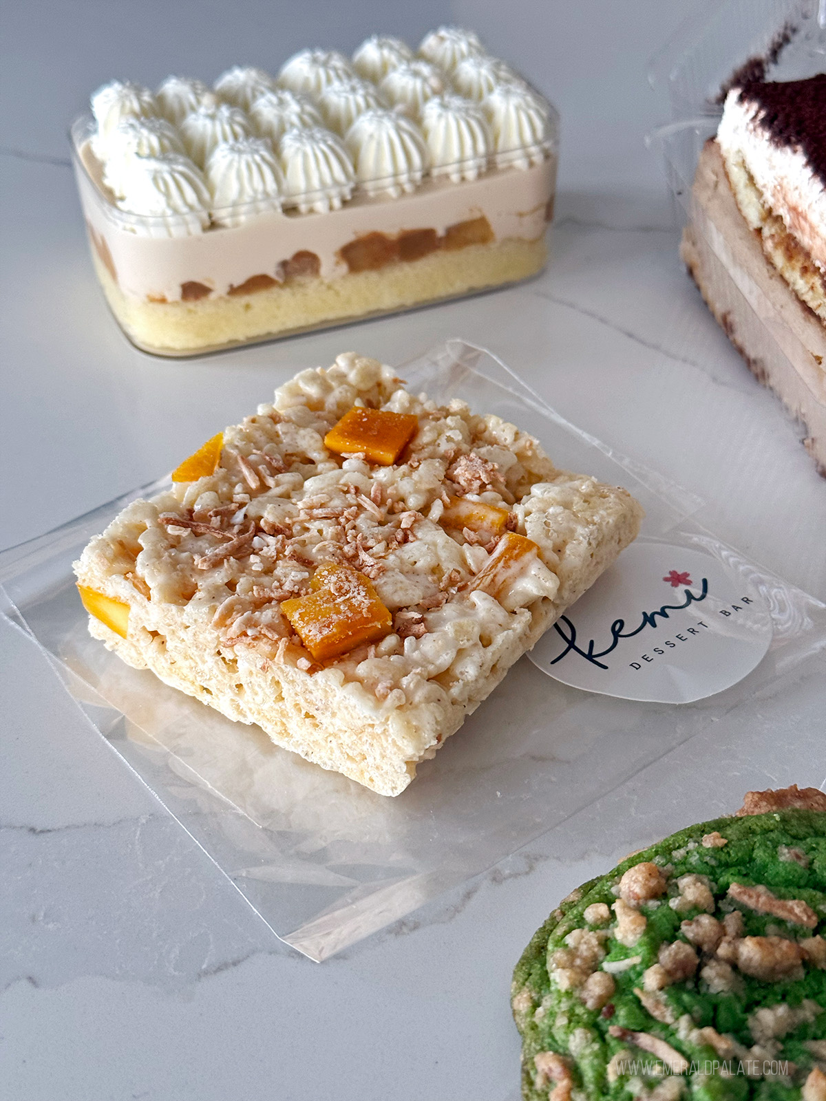 mango sticky rice crispy treat