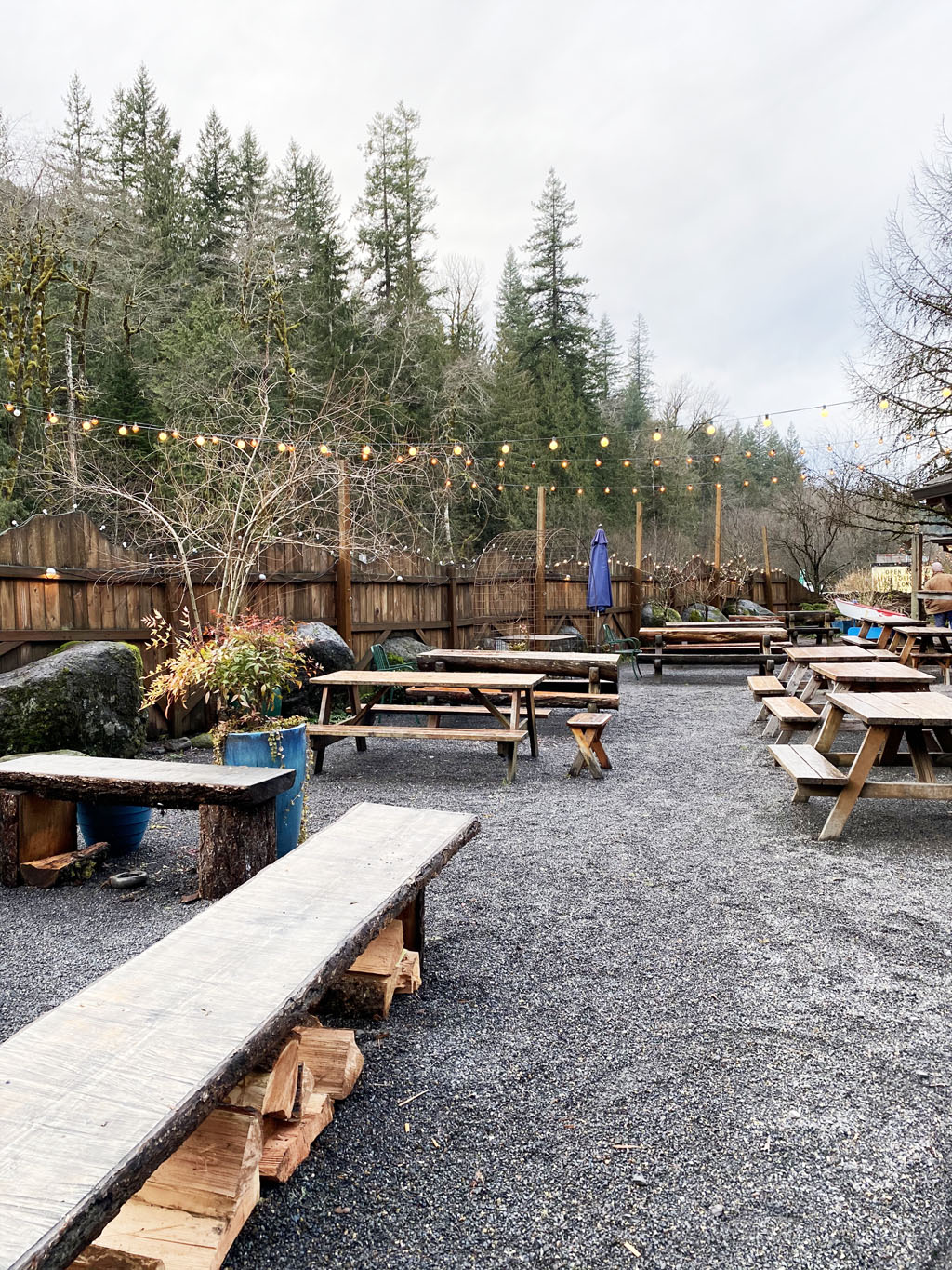 outdoor beer garden at Skyway Bar in Mt. Hood, Oregon