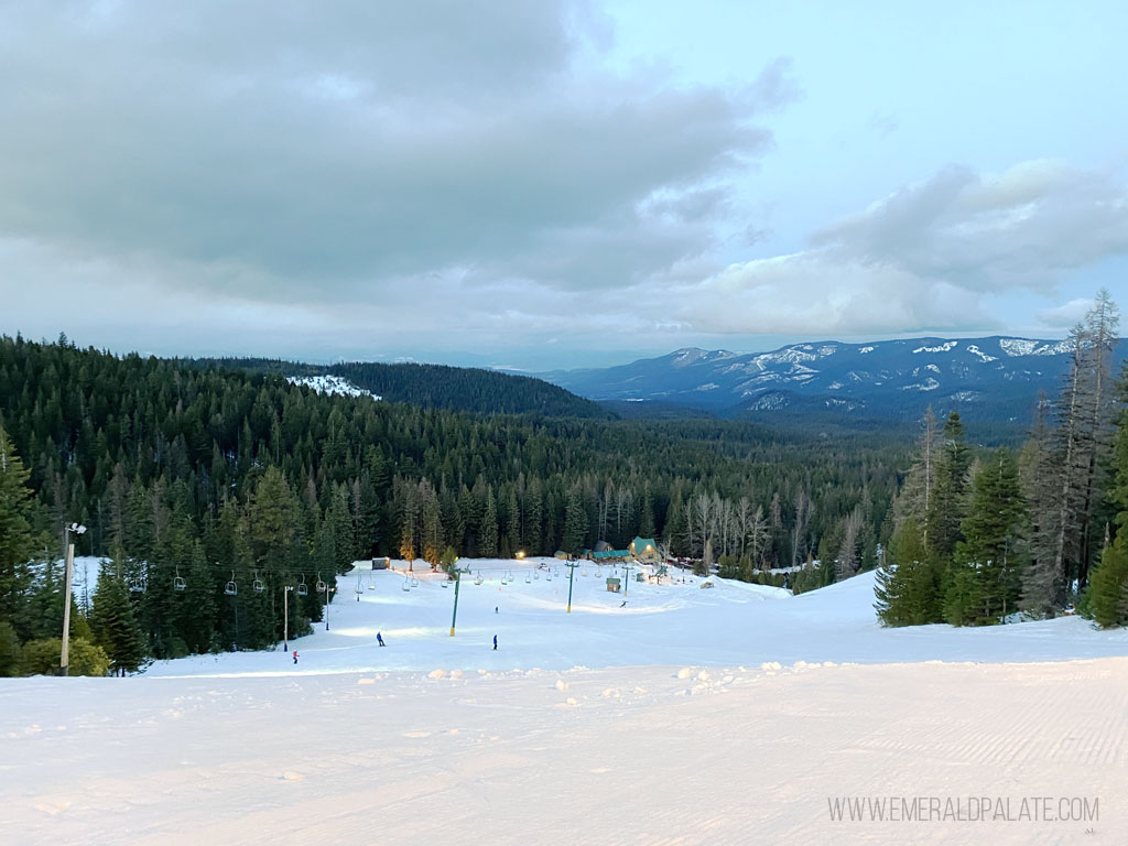 top of the ski run at Cooper Spur, one of the best Mount Hood skiing areas in Oregon