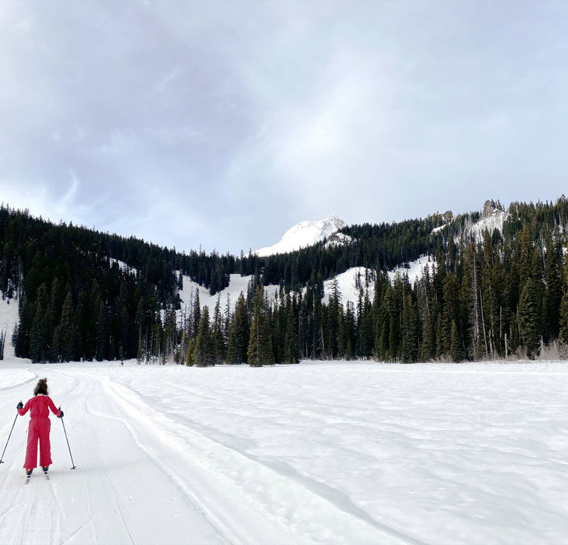 little kid skiing at one of the many Mt. Hood skiing areas