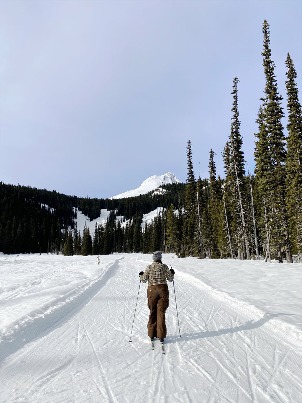 woman cross country skiing in Mt. Hood Oregon