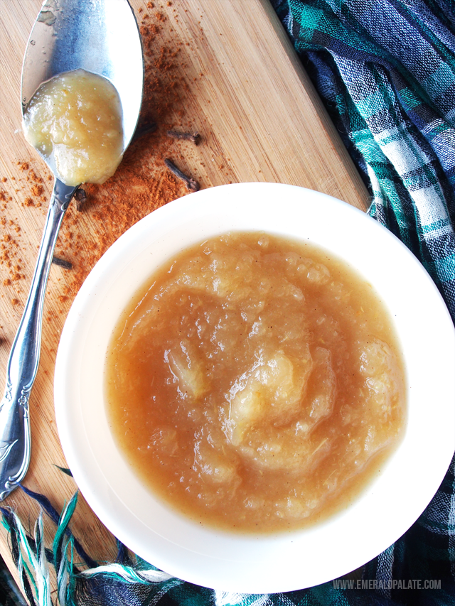 applesauce with warm spices, which you should add too your list of pantry staples