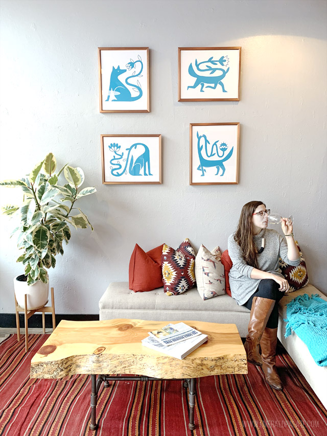 woman drinking wine in a wine shop and tasting room