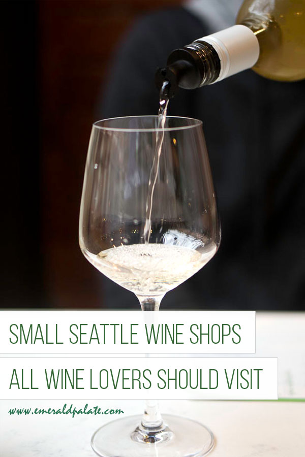 wine being poured into a wine glass at a Seattle wine store